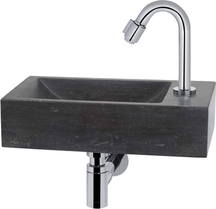 Saqu Nature fonteinset met chromen kraan c-uitloop rechts natuursteen
