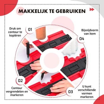 Krexs Aftekenhulp - Laminaat Legset - Profielmal - Laminaat - Contourmal - Profielmeter - 27 CM