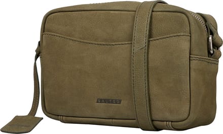 Salted Leren Dames Schoudertasje - Crossover - Camerabag - Nubuck Leer - Olijfgroen