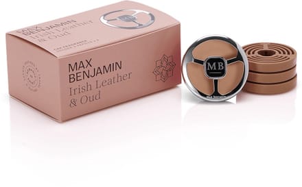 Max Benjamin Autoparfum met 4 Navullingen Cadeauset - Irish Leather & Oud