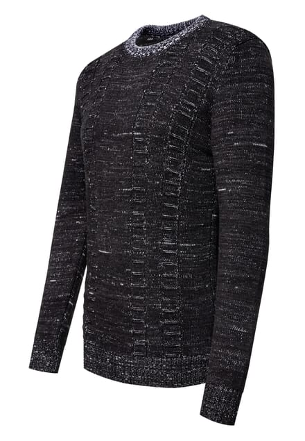 Grof gebreid met contrasterende kleuren trui met ronde hals