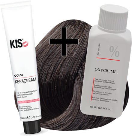 KIS haarverfset - 5A Licht asbruin  - haarverf & waterstofperoxide