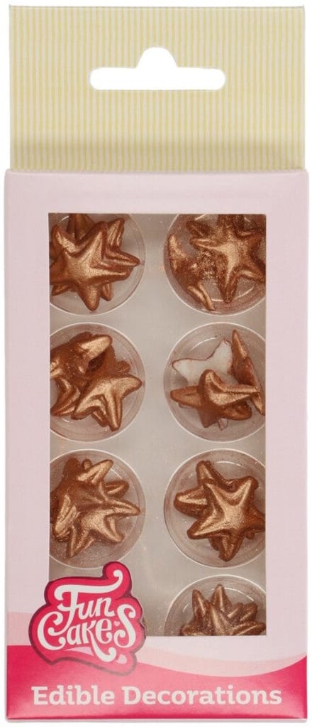 FunCakes Fondant Decoraties - Kerst - Sterren - Brons Goud - Set/24