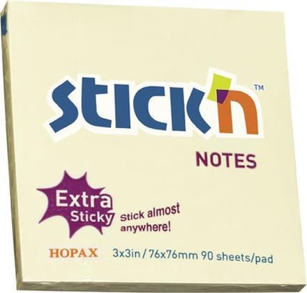 Stick'n Sticky Notes - Extra Sticky - Pastel Geel - 76x76mm - 90 Memoblaadjes
