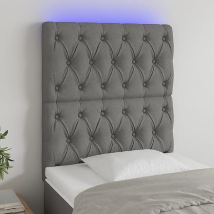 vidaXL - Hoofdbord - LED - 80x7x118/128 - cm - stof - donkergrijs