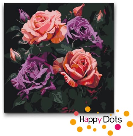 Schilderen op nummer Vier rozen 50x50cm (HappyDots)