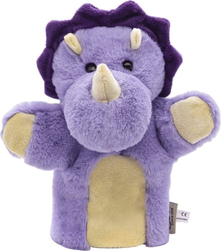 Cute since 1999 - Knuffel handpop Paarse Dinosaurus - Dier knuffel - Handpop voor poppenkast - 20cm