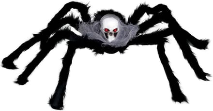 Fiestas Horror spin groot - Halloween decoratie/versiering - zwart met doodskop - 60 cm- Griezelig thema