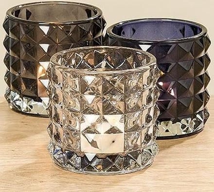 Windlichten - 3 set - Glas - 10 cm  - Ø 8.5 cm