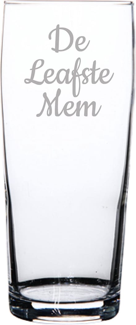Gegraveerde bierfluitje 19cl De Leafste Mem