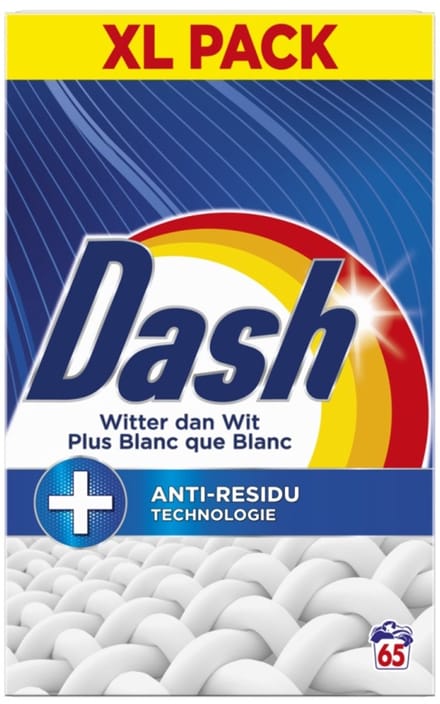 Dash Witter dan Wit Waspoeder - 65 Wasbeurten - Anti Residu Technologie