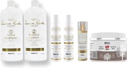Keratin Caviar Kit 2 x 1000ml & Na keratine behandeling shampoo en conditioner en Masker