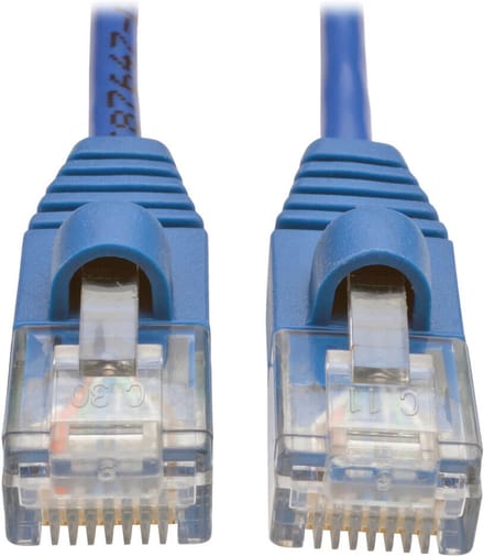 Tripp-Lite N001-S03-BL Cat5e 350 MHz Snagless Molded Slim UTP Patch Cable (RJ45 M/M), Blue, 3 ft. TrippLite