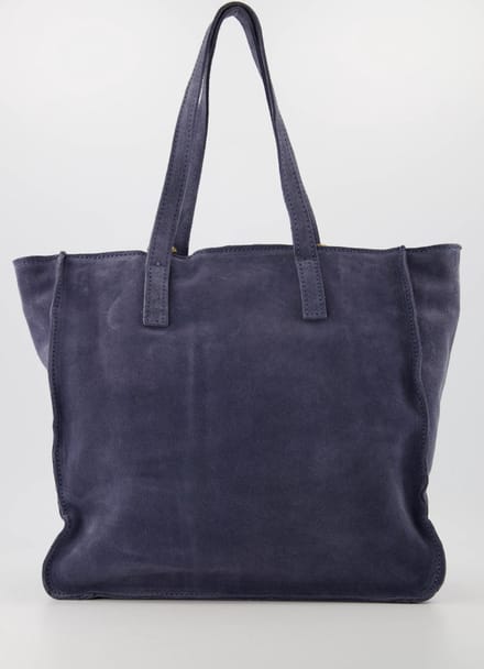 Tas- handtas - blauw- suède -met lange band