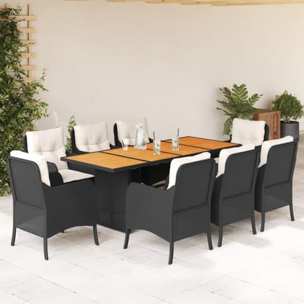 vidaXL - 9-delige - Tuinset - poly - rattan - zwart