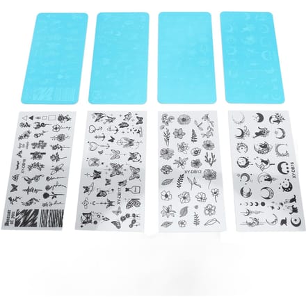 Kit de tampons à ongles irréguliers multi-tendances en acier imprimé pour nail art, pour l'impression de manucure blue