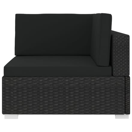 vidaXL - Hoekbank - 1 - st - met - kussens - poly - rattan - zwart