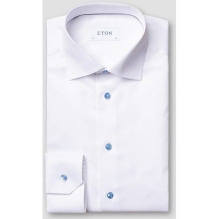 Eton Overhemd Subtle Contrast Buttons Uni Signature Twill Wit / male