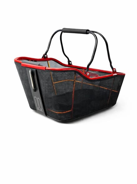 Basil Cento Tech Fiber Fietsmand Nordlicht MIK - Achter - Textonile - Zwart Rood
