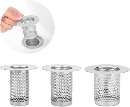 Set van 3 RVS Douche- en Badkuipafvoerfilters voor Haarvangst