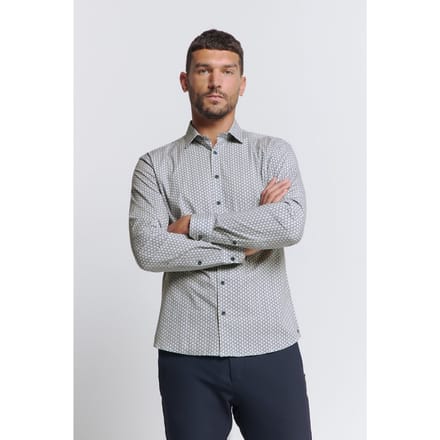 No Excess Shirt Stretch Allover Printed White Größe: S | Casual hemden Outlet | Herren | Weiß