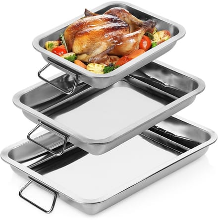 Braadslede Edelstaal Rechthoekige 3 stuks - Ovenschaal - Braadpan