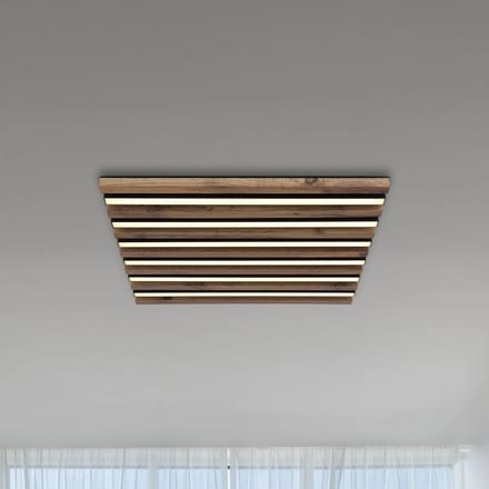 Globo LED plafondlamp Hayden, lengte 45 cm, zwart/donker hout