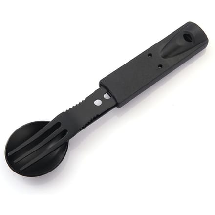 Ensemble de vaisselle de camping multifonctionnelle en acier inoxydable, 2 pièces, cuillère et fourchette noir