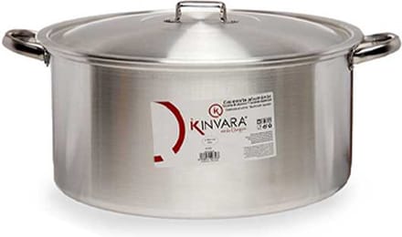 Kinvara grote kookpan/Soeppan met deksel - Aluminium - 25 liter - D43 x H24 cm - Sauspan - Extra groot