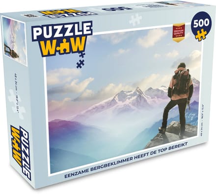 Puzzel Eenzame bergbeklimmer heeft de top bereikt - Legpuzzel - Puzzel 500 stukjes