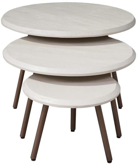 StarFurn Salontafel Ohio Zand Mangohout Set van 3 Ø70cm