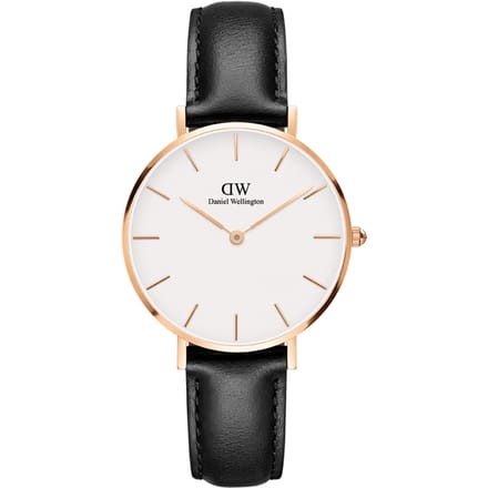 Daniel Wellington Petite Rosé Sheffield White DW00100174 - Horloge - 32mm - Leer - Zwart