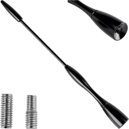 AMiO FM/AM Auto Antenne Mini Universeel met 5/6mm Adapter Zwart (16 cm)