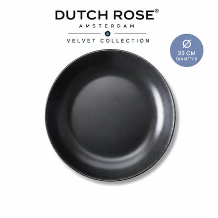 Dutch Rose Velvet Diepe Borden - 23 cm mat Antraciet