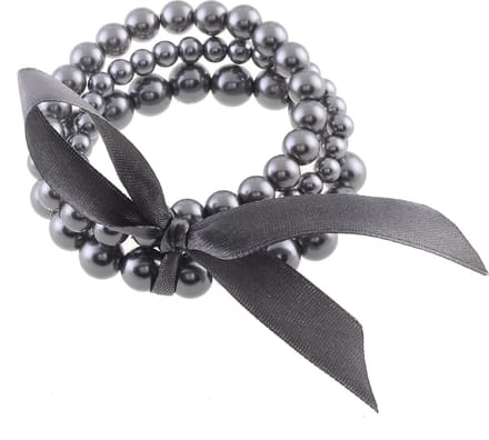 Behave - Parel Armband - Set van 3 Grijze Elastische armbanden