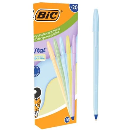 BIC Cristal Pastel Balpen - 20 Stuks - 5 Pastelkleuren - School Kantoor