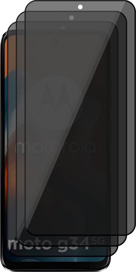Privacy Screenprotector geschikt voor Motorola Moto G34 - 3x Volledig Dekkend Glas Screen Protector