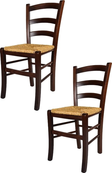 Tommychairs Venezia - Eetkamerstoelen - Set van 2 - Walnoot - Rotan