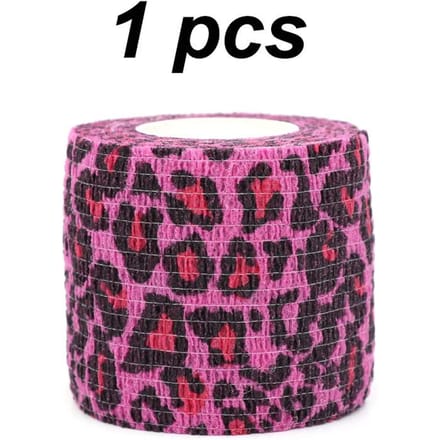 1/3/6 Pièces Bandage Auto-Adhésif Élastique Imperméable Jetable Athlétique Non-Tissé Antidérapant Imprimé Léopard Rose 5cm X 4.5m pink