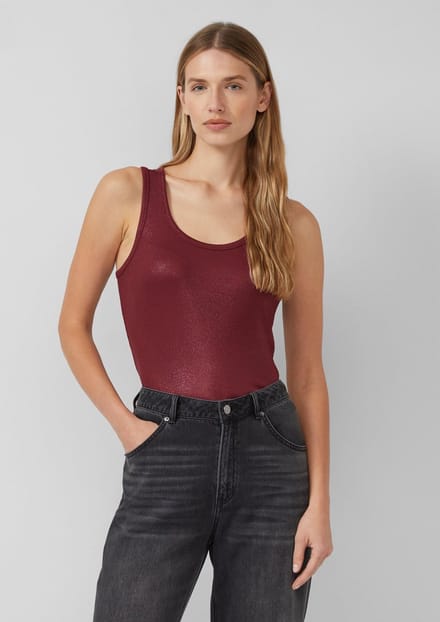 Vrouwelijke ribbed tanktop met metallic effect s.Oliver
