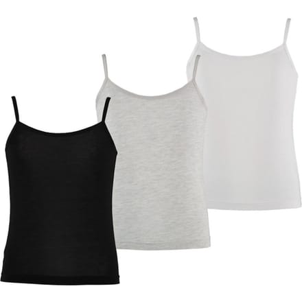 Apollo Meisjes Bamboe Singlet Hemden 3-Pack Zwart Grijs Wit Spaghettibandjes Onderhemd - Maat  122/128