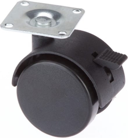 Zwart Zwenkwiel met rem 40mm, 35kg