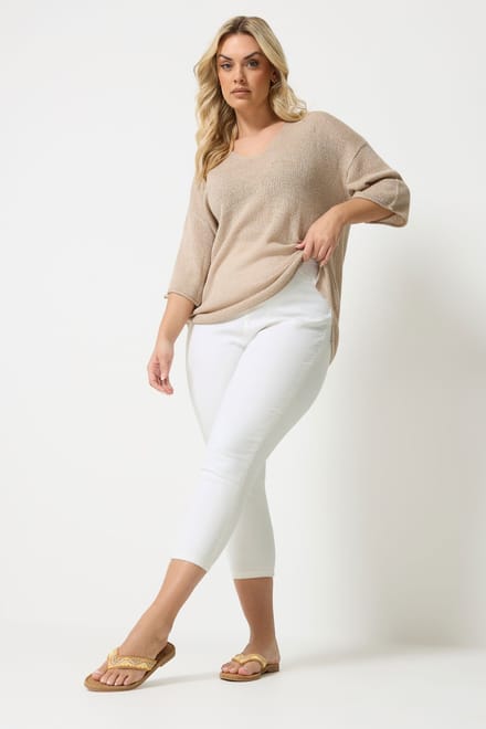 Yours Cropped Jenny Jegging Met Stretch En Hoge Taille In Wit Size 46