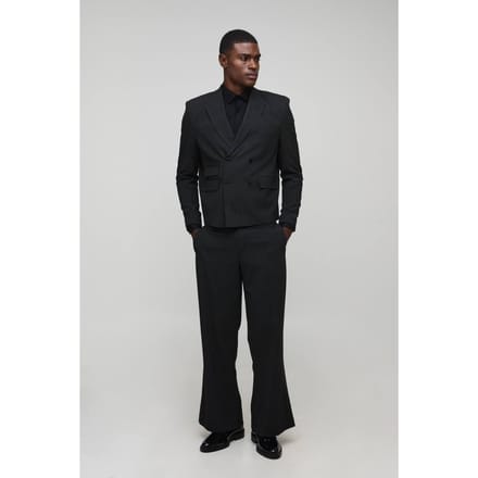 Oversized Boxy Pakjasje met dunne streepjes | Black | Size 40