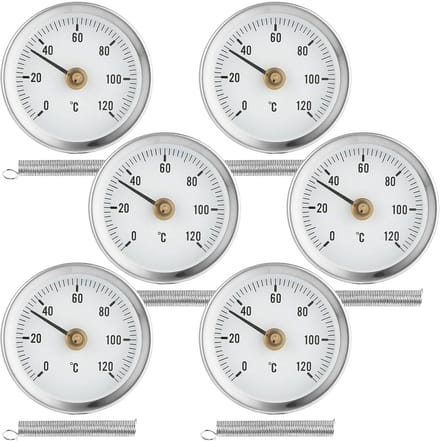 Set van 6 Klemthermometers voor Leidingen en Buismeting 0-120 °C