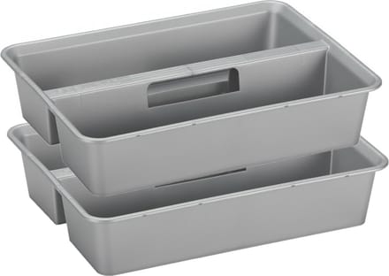 Sunware organiser - 2 stuks - kunststof - 40 x 30 cm - grijs - 2 vakken