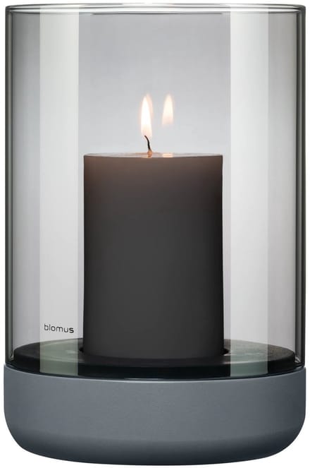 Blomus CALMA Windlicht - H 22,5 cm, Ø 15 cm (L) -Steel Gray