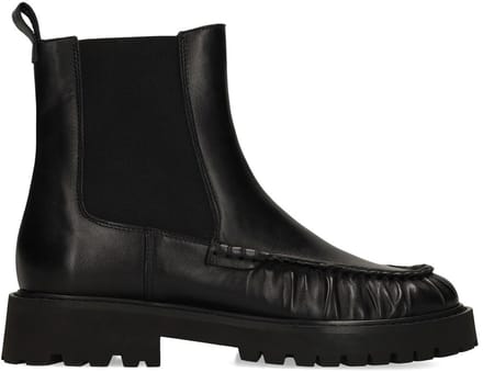 Manfield - Dames - Zwarte leren chelsea boots - Maat 38