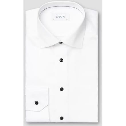 Eton Overhemd Contrast Buttons Uni Signature Twill Wit / male