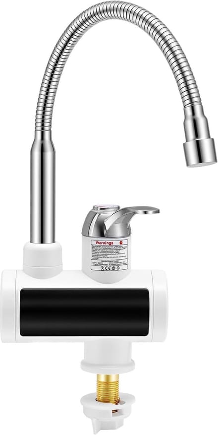 Elektrische Kraan - Direct Warm Water - Directe Verwarming - Digitaal Display - 360 Graden Draaibaar - Wit